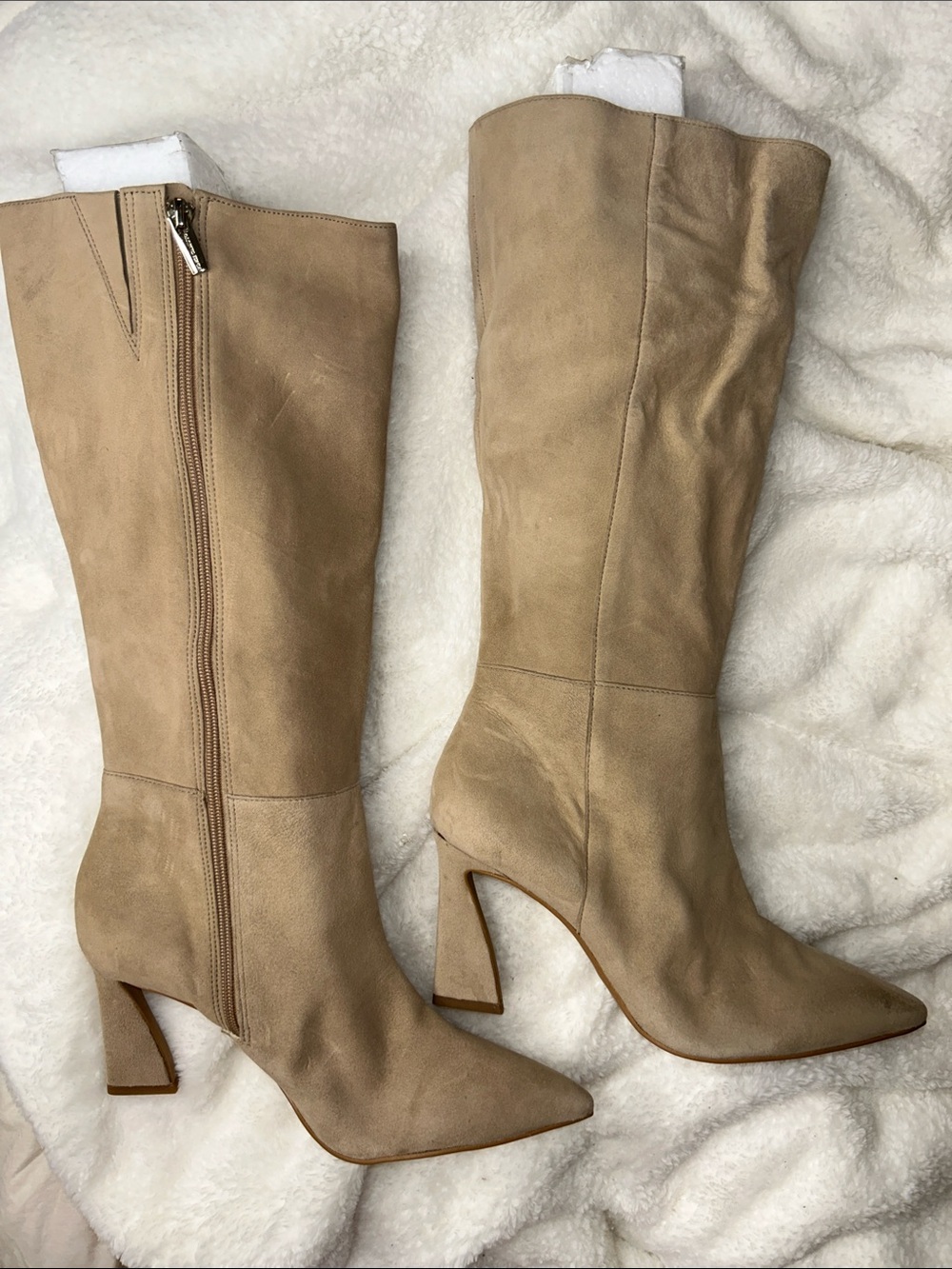 Vince Camuto Tan Suede Knee-High Heeled Boots